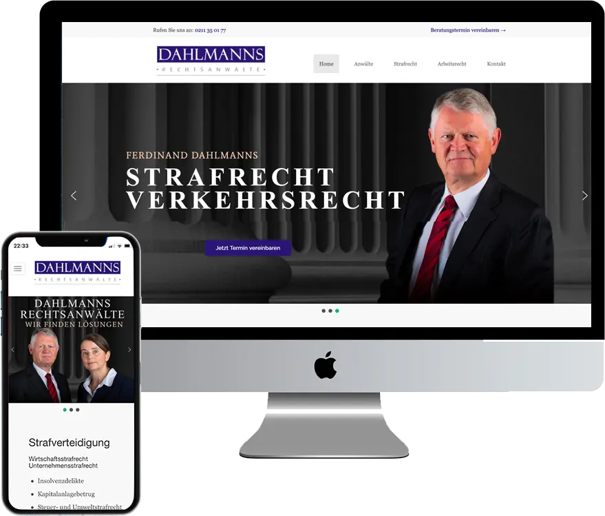 Moderne Website auf Desktop und Smartphone dargestellt