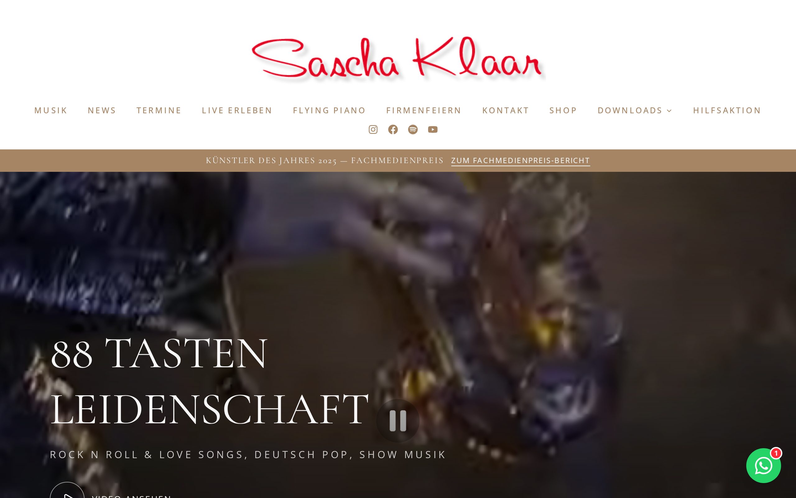 Desktop-Ansicht der Website des Künstlers Sascha Klaar